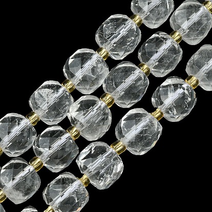 Naturelles cristal de quartz brins de perles, perles de cristal de roche, perles de cristal de roche, avec des perles de rocaille, cube à facettes
