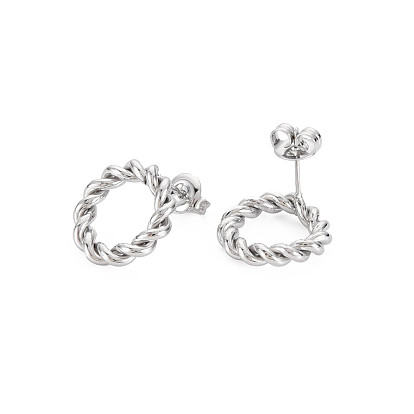 304 Stainless Steel Twist Rope Ring Stud Earrings for Woman