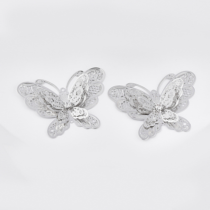 Enlaces carpinteros de filigrana de bronce, con diamantes de imitación de cristal, mariposa