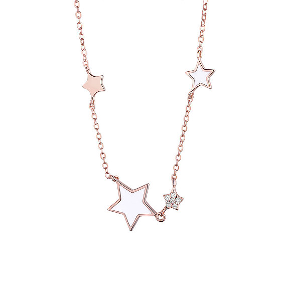 Shegrace 925 collares con colgante de plata esterlina, con estrellas de esmalte