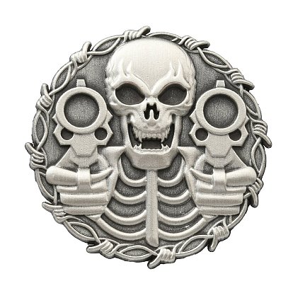 Alloy Pin, Brooch for Backpack Clothes, Halloween Skull with Gun/Motorcycle/Eagle