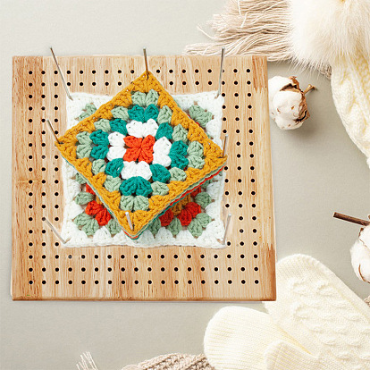 Planche de blocage carrée en bois au crochet, tapis de tricot créatif bricolage avec des trous, planche à tisser