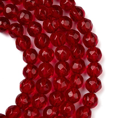 Perles en verre transparentes demi-main, facettes (32 facettes) rondes