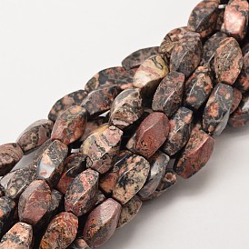 Natural Leopardskin Twist Beads Strands, 16x8mm, Hole: 1mm, about 25pcs/strand, 15.7 inch