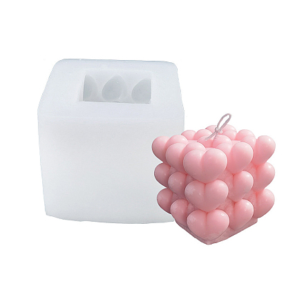 Moldes de silicona de vela de bricolaje, para la fabricación de velas aromáticas 3d, cubo/columna de burbujas de corazón