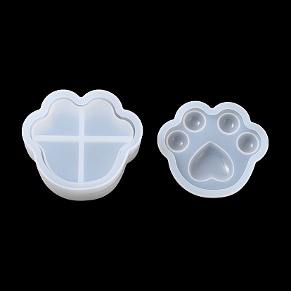 DIY Food Grade Silicone Paw Print Storage Box Molds, Resin Casting Molds, for UV Resin, Epoxy Resin Craft Making