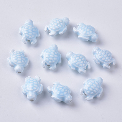 Perles en porcelaine manuelles, style de porcelaine émaillée lumineux, tortue
