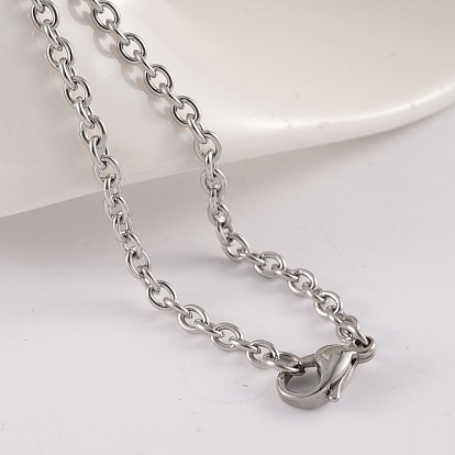 304 Stainless Steel Cable Chain Necklaces, with Lobster Clasps