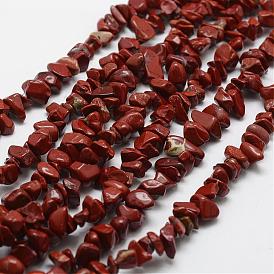 Rouge naturel perles de jaspe brins, puce