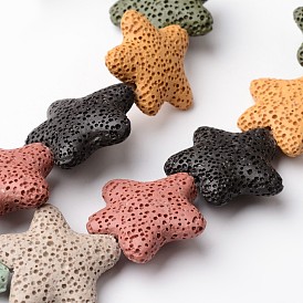 Dyed Star Synthetic Lava Rock Beads Strands, 25~26x8~9mm, Hole: 1mm, about 18pcs/strand, 15.9 inch