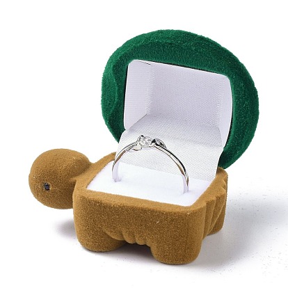 Cajas de anillo de terciopelo, con plástico, tortuga