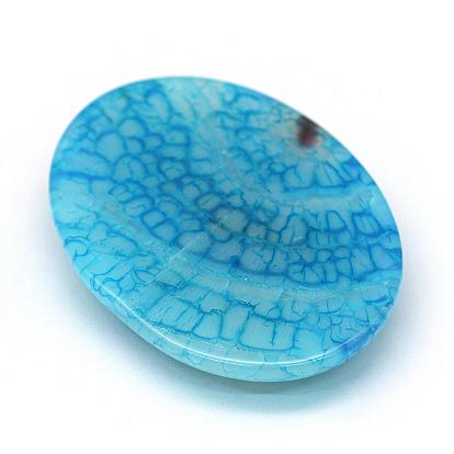 Oval Dyed Natural Crackle Agate Cabochons, 40x30x6~8mm