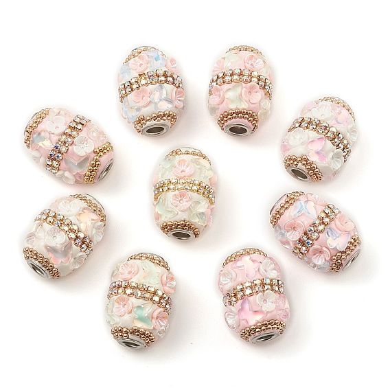 Perles en alliage indonésien faites à la main, avec les accessoires de résine et strass, colonne avec papillon
