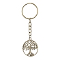 3 pcs 3 couleurs porte-clés en alliage de style tibétain, avec porte-clés fendus, plat et circulaire avec arbre de vie