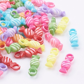 Perles acryliques colorées, candy, 7x21mm, Trou: 3.5mm