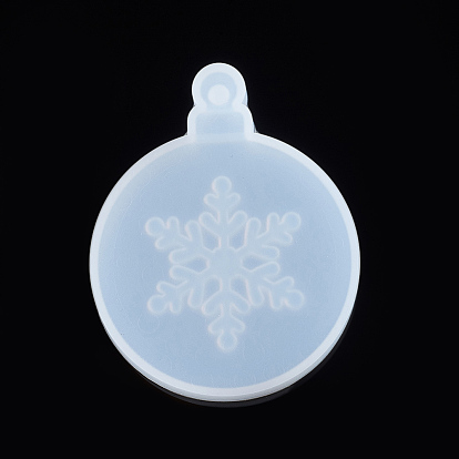 Pendant Silicone Molds, Resin Casting Molds, For UV Resin, Epoxy Resin Jewelry Making, Flat Round with Snowflake