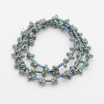 Perles en verre electroplate, ovale, plein arc-en-plaqué