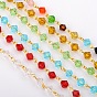 Main perles de verre de toupie chaînes de colliers bracelets faisant, avec épingle à œil en fer doré, non soudée, 39.3 pouce, perles: 6 mm