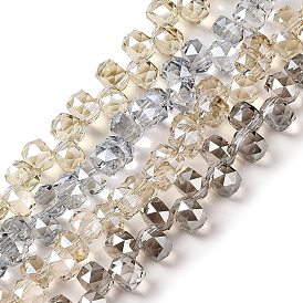 Pearl Luster Plated Electroplate Beads Strands, Faceted, Rondelle
