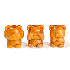 Cuentas de oso lindas teñidas de madera, accesorios de joyería de bricolaje