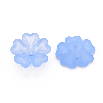 Transparent Frosted Acrylic Bead Caps, 5-Petal, Flower