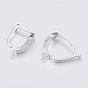 Brass Micro Pave Cubic Zirconia Hoop Earring Findings with Latch Back Closure, Platinum
