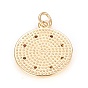 Brass Micro Pave Cubic Zirconia Pendants, Flat Round with Snake, Colorful