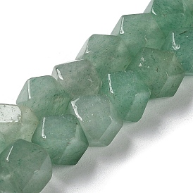 Natural Green Aventurine Star Cut Round Beads Strands, Faceted
