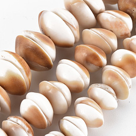 Chapelets de perles de coquillage naturel, demi-tour
