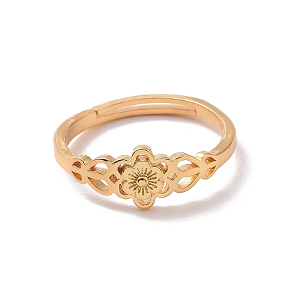 Brass Sakura Flower Adjustable Ring for Women, Cadmium Free & Lead Free