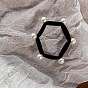 Hexagon Cloth Elastic Hair Accessories, Plastic Imitation Pearl Bead Hair Ties, for Girls or Women