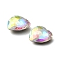 Glass Rhinestone Cabochons, Flat Back & Back Plated, Faceted, Heart