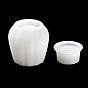 Taza de vela redonda a rayas diy con moldes de silicona con tapa, para resina, yeso, fabricación artesanal de cemento