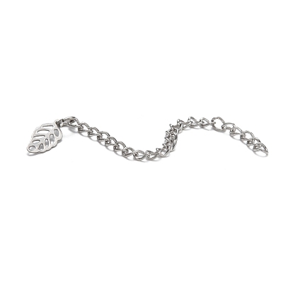 304 Stainless Steel Chain Extender, with Leaf Pendants, 60mm