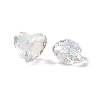 Perles acryliques transparentes, couleur ab , coeur à facettes