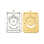 201 Stainless Steel Pendants, Rectangle with Star and Moon