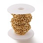Brass Cable Chains, Textured, with Spool, Long-Lasting Plated, Soldered