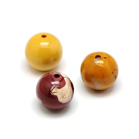 Perles rondes de Mookaite naturelle, 16~17mm, Trou: 2mm