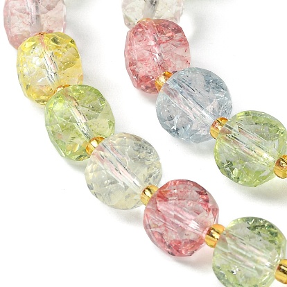 Synthetic Colored Topaz Crystal Beads Strands, with Seed Beads, Faceted Cube