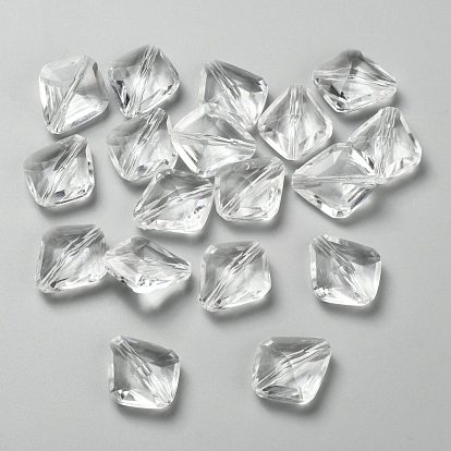Transparent Acrylic Beads, Faceted Rhombus