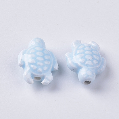 Perles en porcelaine manuelles, style de porcelaine émaillée lumineux, tortue