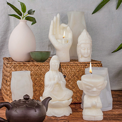 Силиконовые формы для свечей своими руками, для изготовления свечей, пищевой силикон, буддист, белые