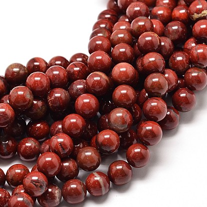 Jaspe rouge naturel brins de perles rondes