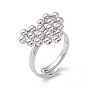 304 anillos de acero inoxidable corazón anillo ajustable para mujer