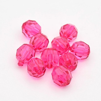 Faceted Transparent Acrylic Round Beads, 6mm, Hole: 1mm, about 4300pcs/500g