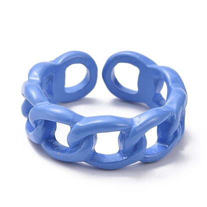 Spray Painted Alloy Cuff Rings, Open Rings, Cadmium Free & Lead Free, Curb Chain Shape