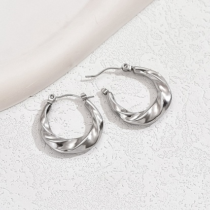 304 женские витые серьги-кольца из нержавеющей стали