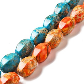 Natural Imperial Jasper Beads Strands, Dyed, Faceted, Oval