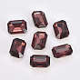 Pointed Back & Back Plated K9 Glass Cabochons, Faceted, Rectangle