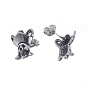 Retro 304 Stainless Steel Stud Earrings, with Ear Nuts, Pirate Skull